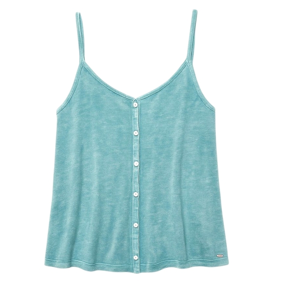 American Eagle Soft & Sexy Button Tank Top S Blue Vintage Wash Flowy Coastal - Picture 1 of 13